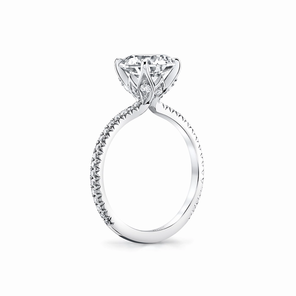 14K White Gold 'Jasmine' Hidden Halo Round Natural Diamonds Natural Diamonds Engagement Ring