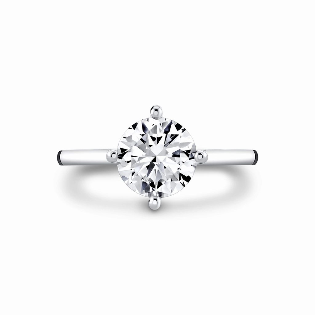 14K White Gold 'Kate' Compass Set Round Diamond Engagement Ring