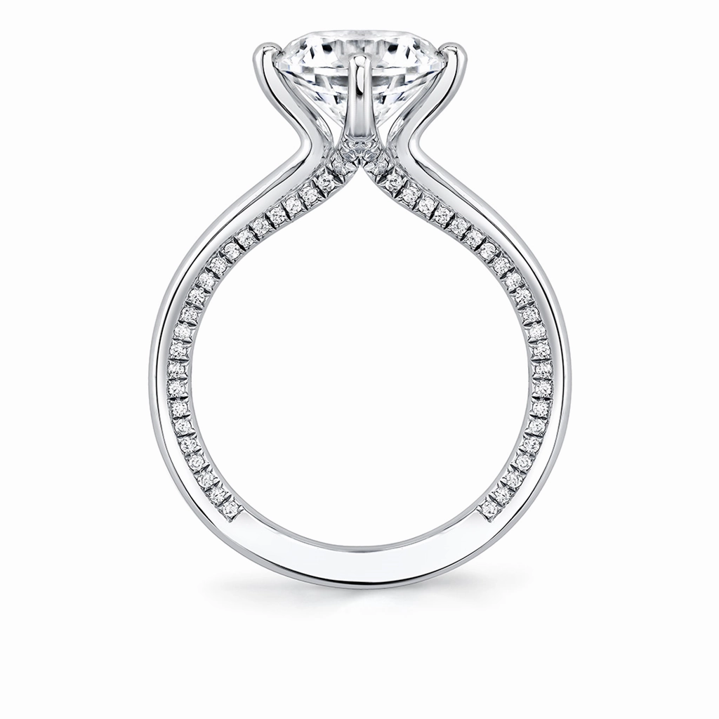 14K White Gold 'Kate' Compass Set Round Diamond Engagement Ring