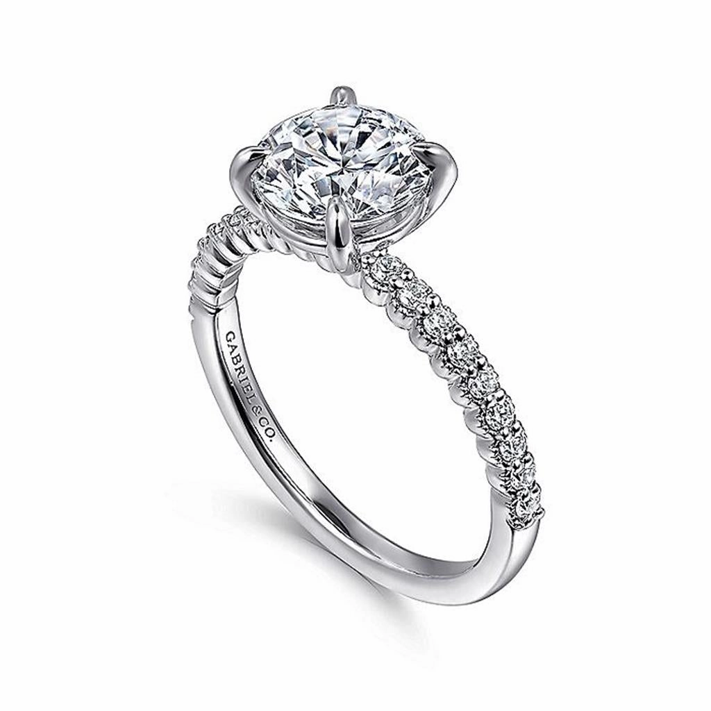 14K White Gold 'Krete' Classic Round Diamond Engagement Ring