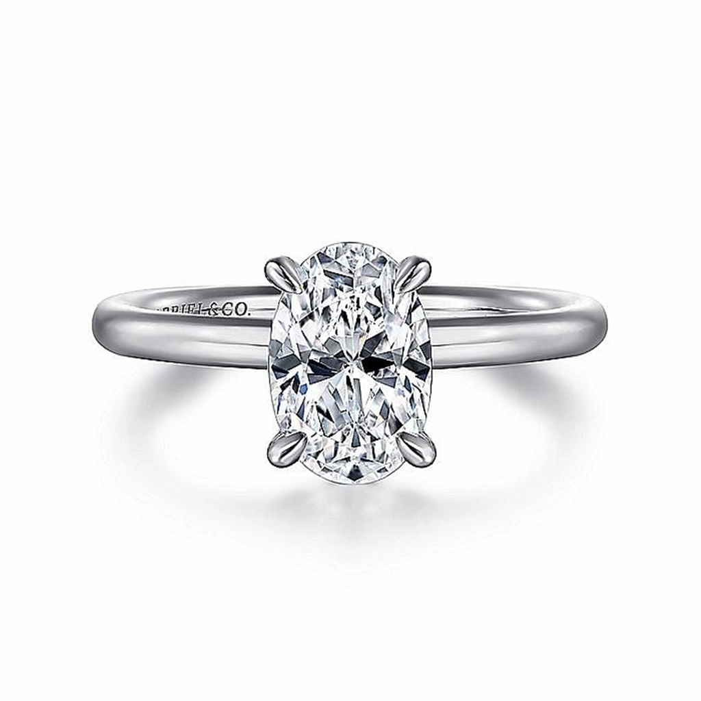 14K White Gold 'Lark' Oval Solitaire Engagement Ring