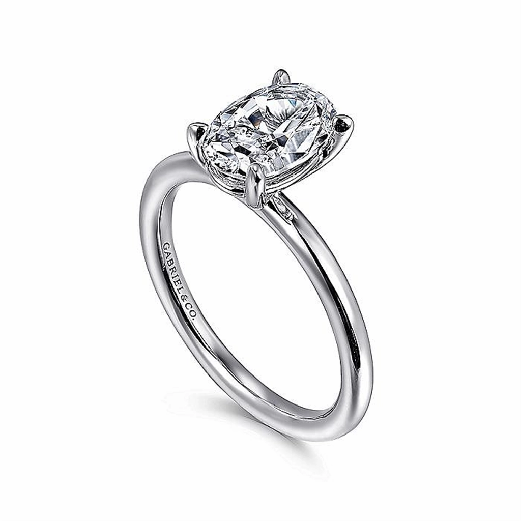 14K White Gold 'Lark' Oval Solitaire Engagement Ring