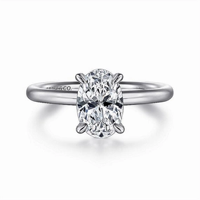 14K White Gold 'Lark' Oval Solitaire Engagement Ring