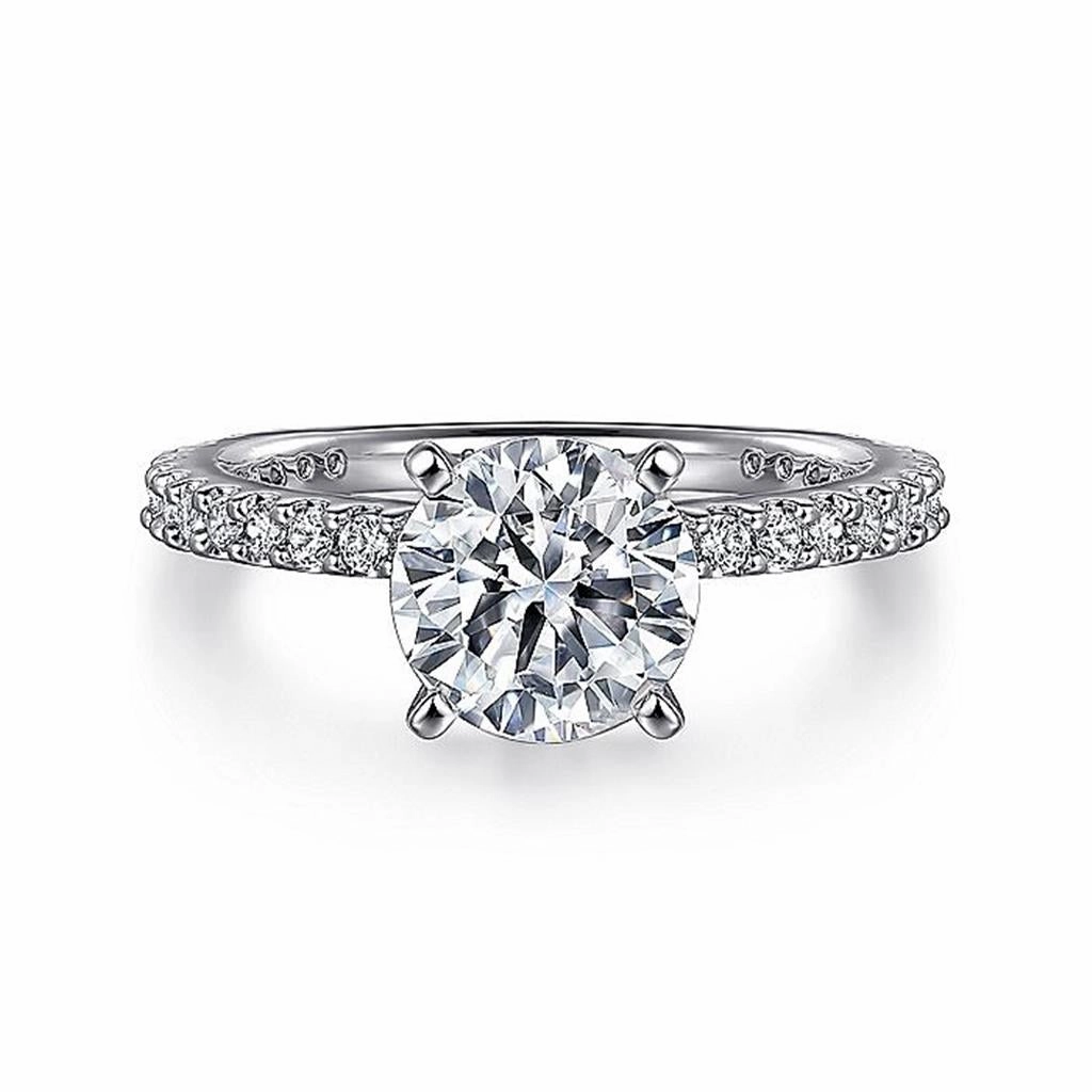 14K White Gold 'Logan' Classic Round Diamond Engagement Ring
