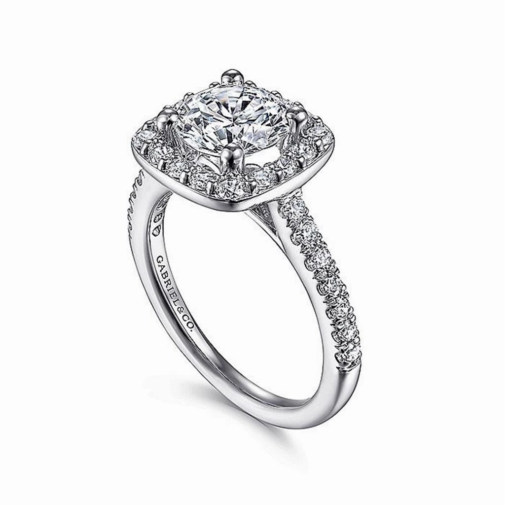 14K White Gold 'Lyla' Halo Round Diamond Engagement Ring