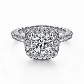 14K White Gold 'Lyla' Halo Round Diamond Engagement Ring