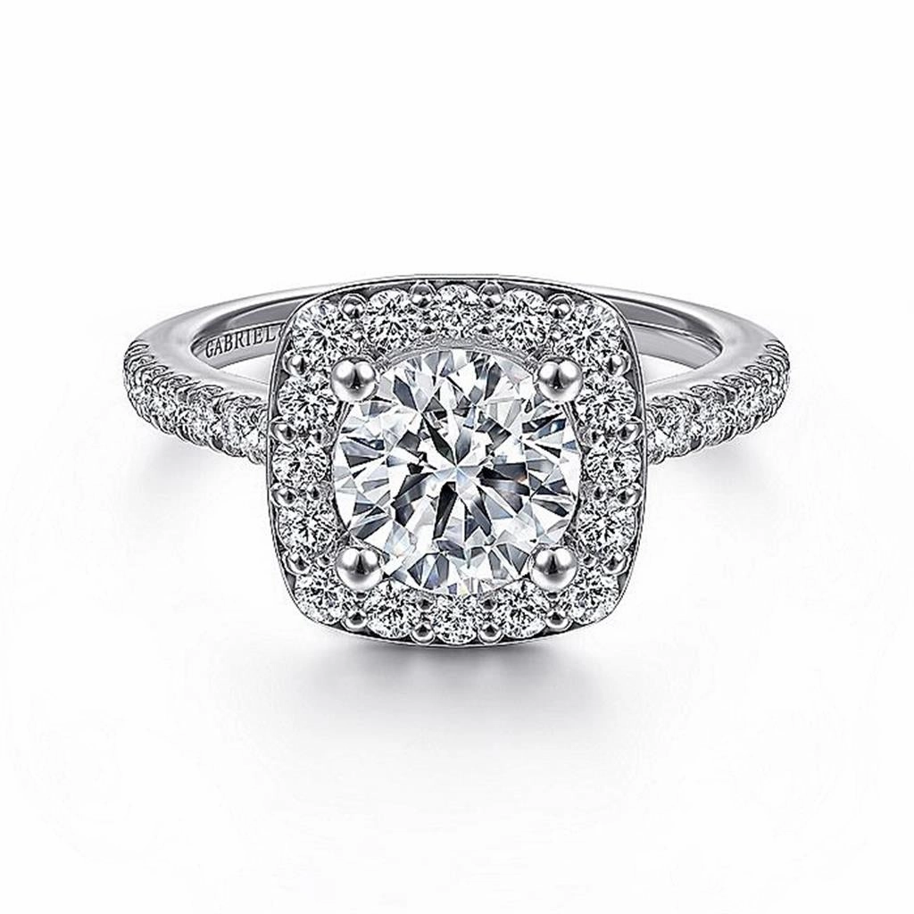 14K White Gold 'Lyla' Halo Round Diamond Engagement Ring