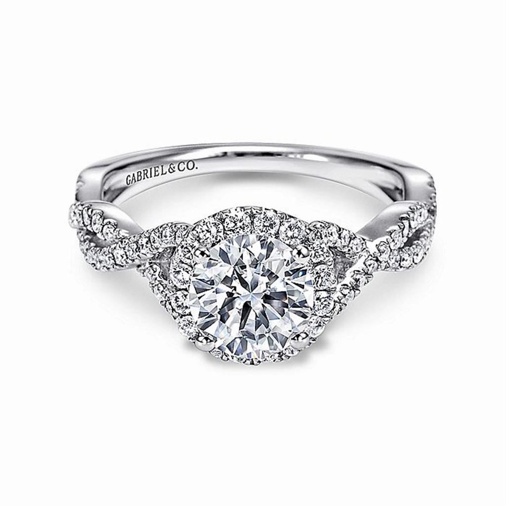 14K White Gold 'Marissa' Round Halo Diamond Engagement Ring