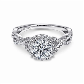 14K White Gold 'Marissa' Round Halo Diamond Engagement Ring