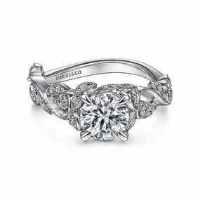 14K White Gold 'Martedi' Free Form Round Natural Diamonds Engagement Ring