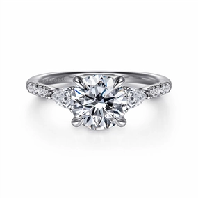 14K White Gold 'Monty' Three Stone Round Diamond Engagement Ring