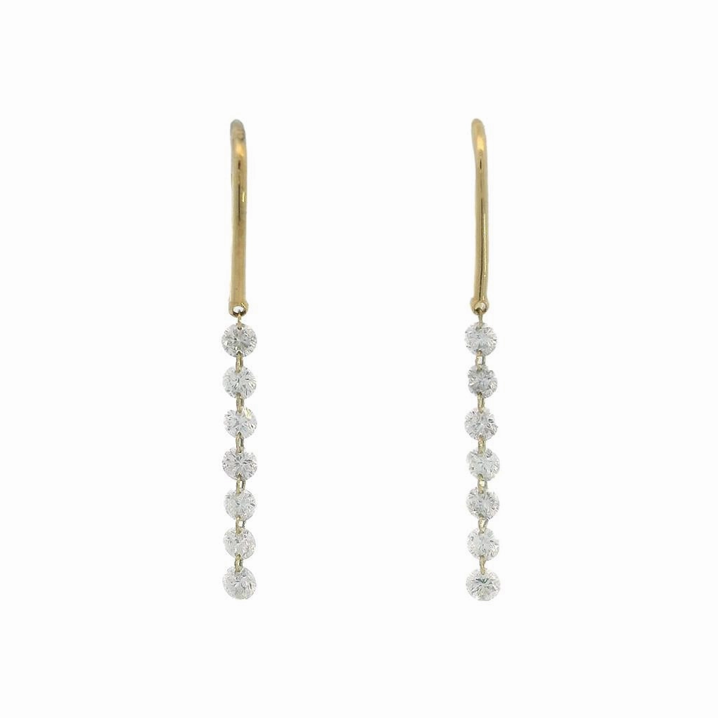14K White Gold 'Naked Diamonds' Dangle Natural Diamonds Earrings