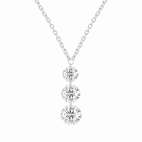 14K White Gold 'Naked Diamonds' Triple Drop Necklace