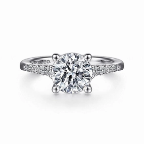 14K White Gold 'Reed' Classic Round Diamond Engagement Ring