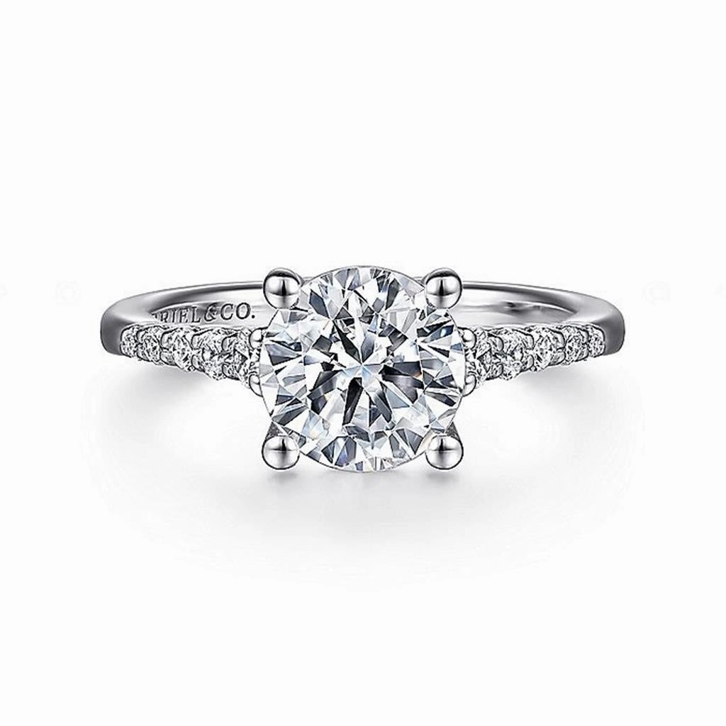 14K White Gold 'Reed' Classic Round Diamond Engagement Ring