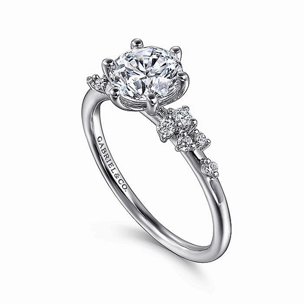 14K White Gold 'Reena' Classic Round Diamond Engagement Ring