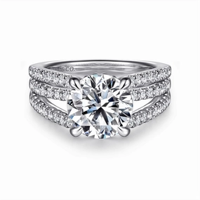 14K White Gold 'Rivah' Split Shank Round Natural Diamonds Natural Diamonds Engagement Ring
