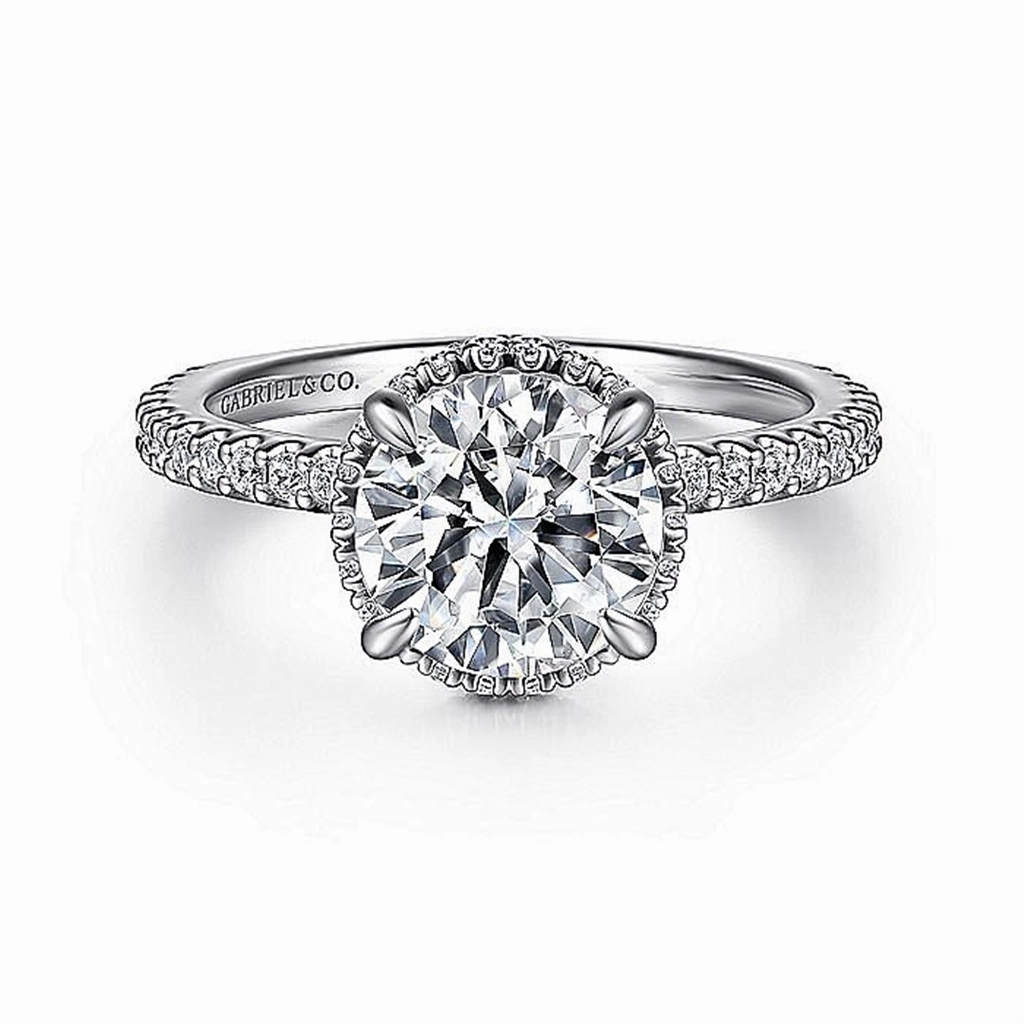 14K White Gold 'Senne' Hidden Halo Round Diamond Engagement Ring
