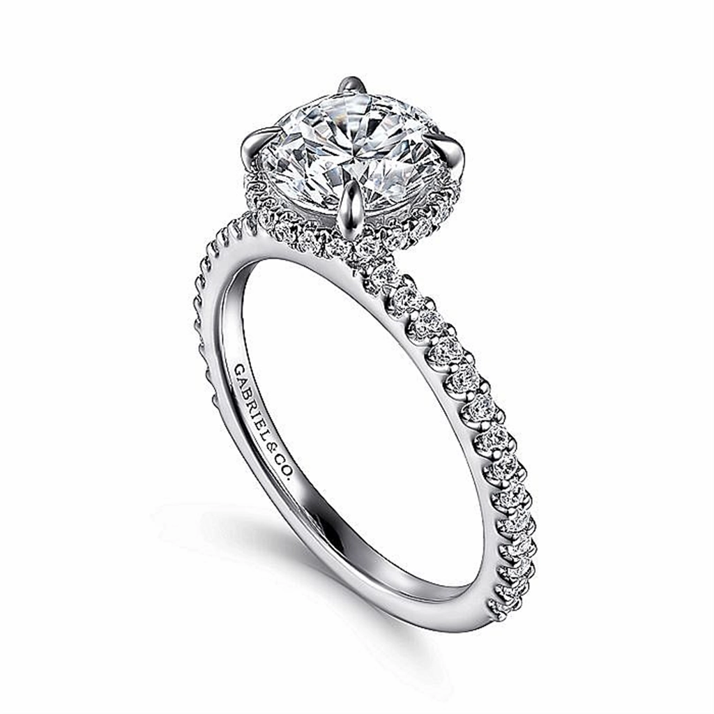 14K White Gold 'Senne' Hidden Halo Round Diamond Engagement Ring