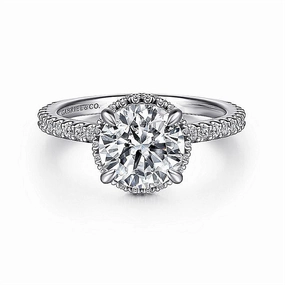 14K White Gold 'Senne' Hidden Halo Round Diamond Engagement Ring