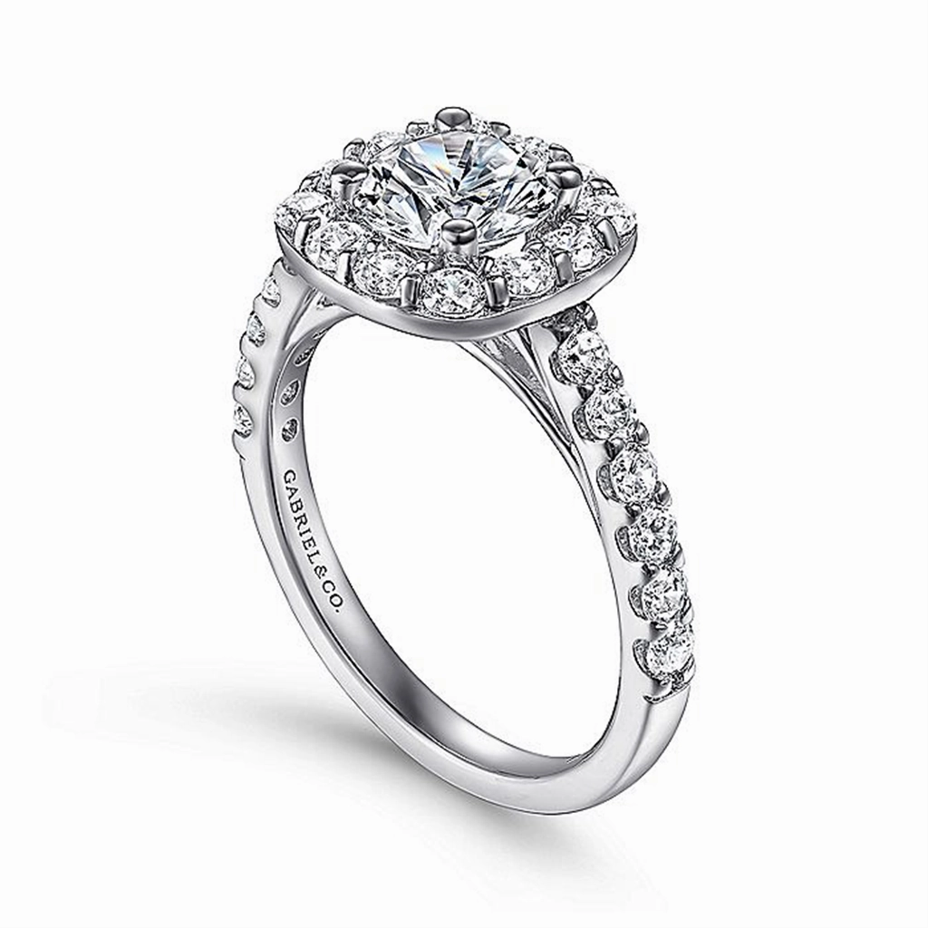 14K White Gold 'Skylar' Halo Cushion Diamond Engagement Ring