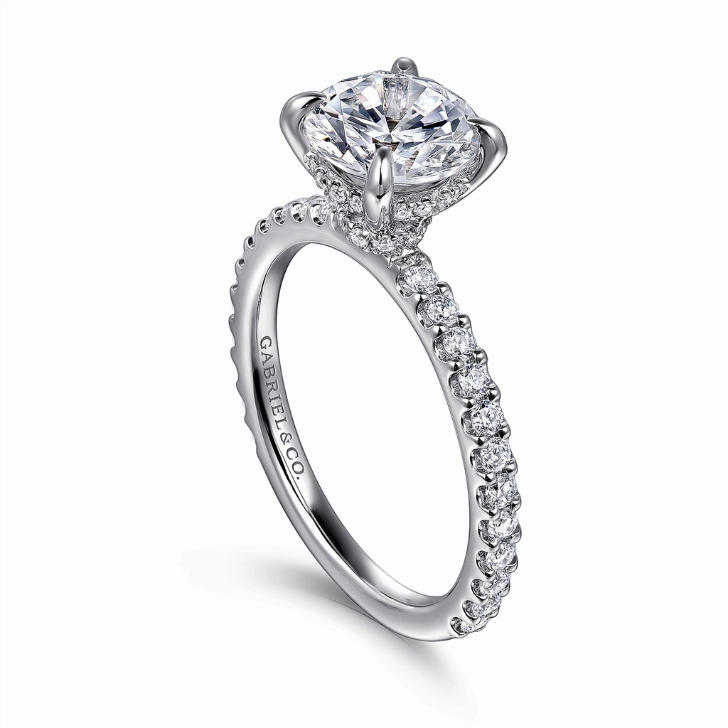 14K White Gold 'Stefie' Hidden Halo Round Diamond Engagement Ring