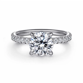 14K White Gold 'Stefie' Hidden Halo Round Diamond Engagement Ring