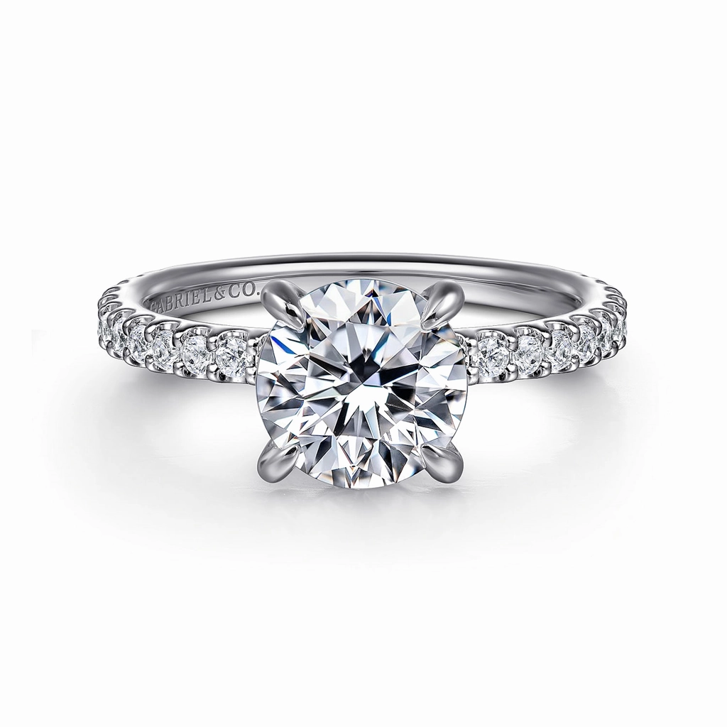 14K White Gold 'Stefie' Hidden Halo Round Diamond Engagement Ring