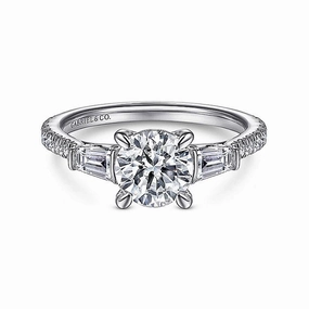 14K White Gold 'Tierra' Three Stone Diamond Engagement Ring