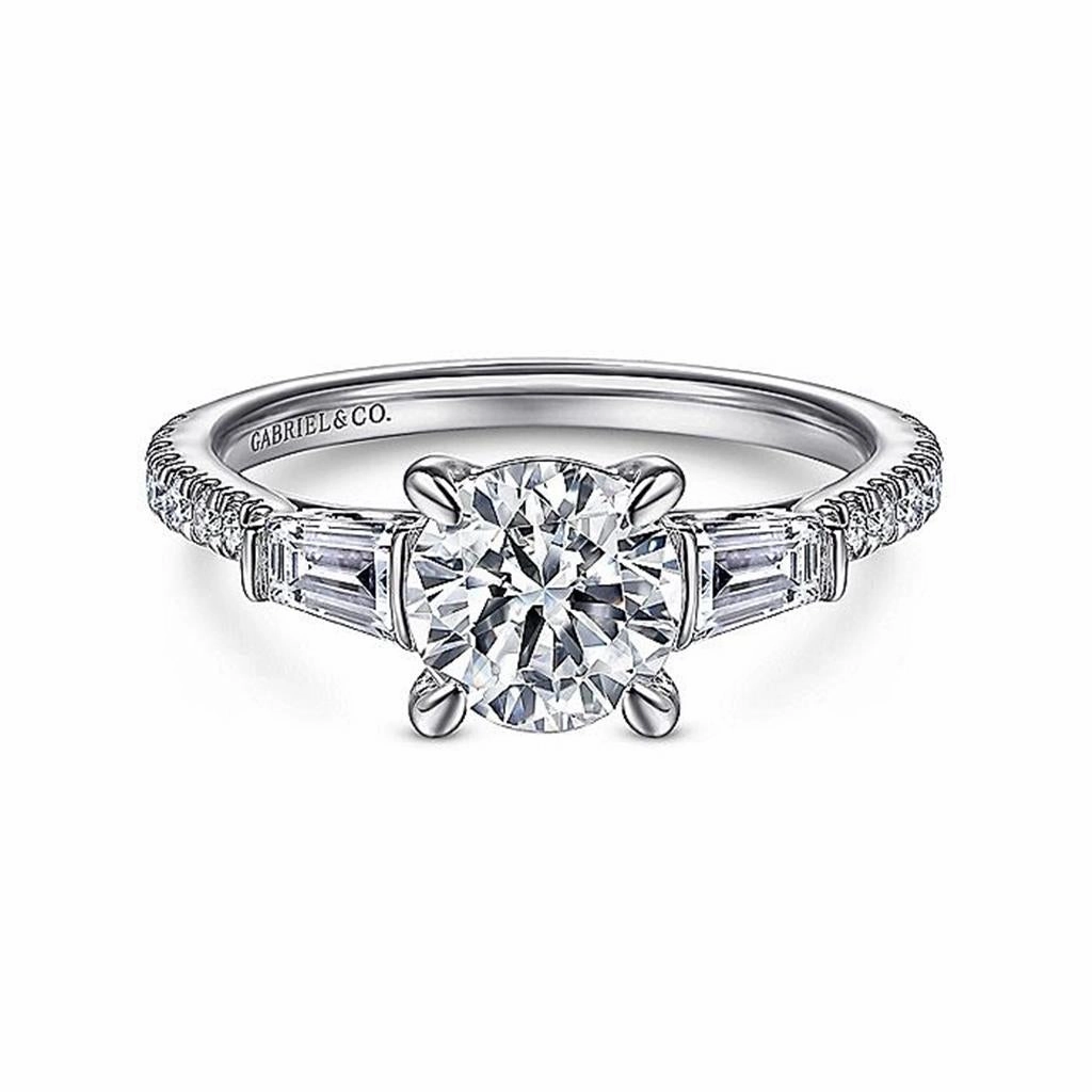 14K White Gold 'Tierra' Three Stone Diamond Engagement Ring