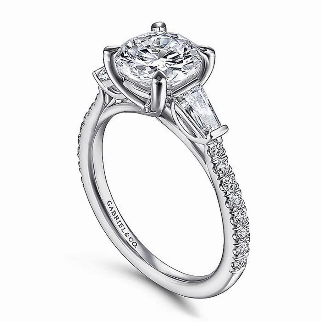 14K White Gold 'Tierra' Three Stone Diamond Engagement Ring