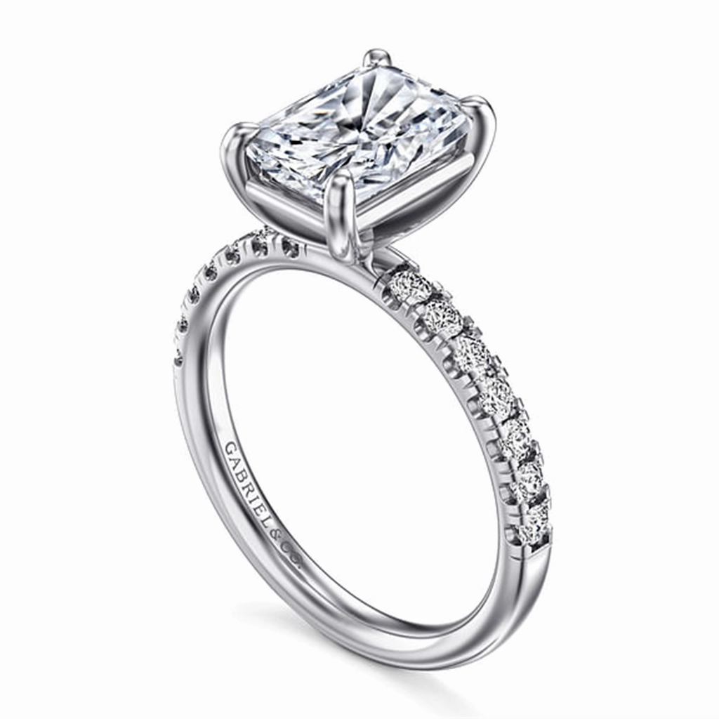14K White Gold 'Winslow' Classic Radiant Natural Diamonds Natural Diamonds Engagement Ring