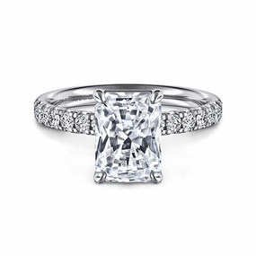 14K White Gold 'Winslow' Classic Radiant Natural Diamonds Natural Diamonds Engagement Ring
