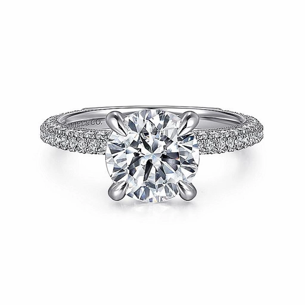 14K White Gold 'Xenia' Round Diamond Engagement Ring