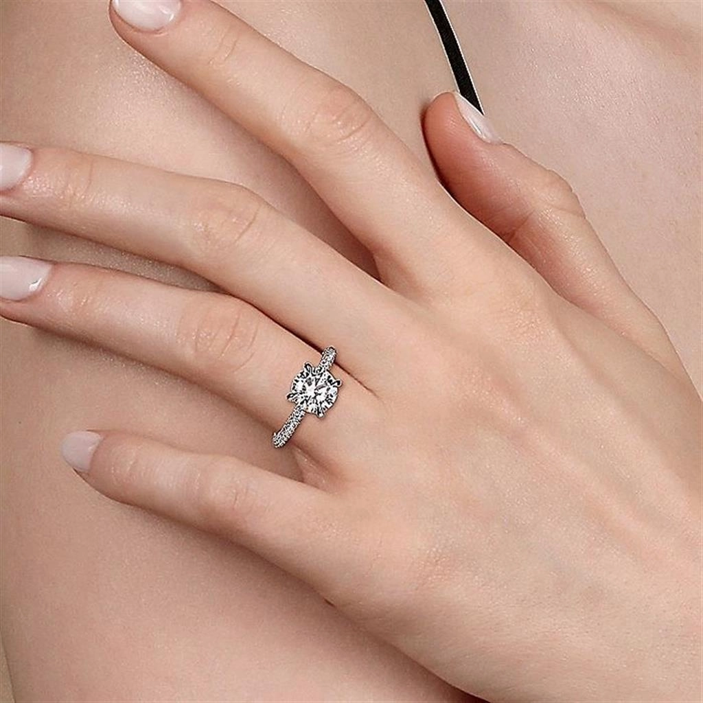 14K White Gold 'Xenia' Round Diamond Engagement Ring