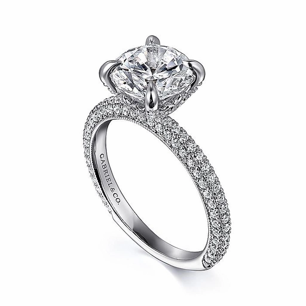 14K White Gold 'Xenia' Round Diamond Engagement Ring