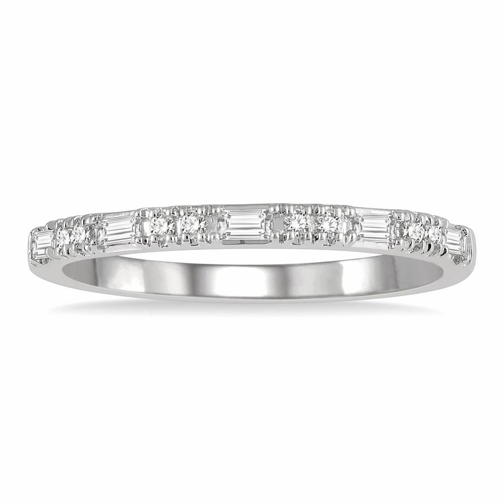 14K White Gold Baguette Diamond Stackable Fashion Ring