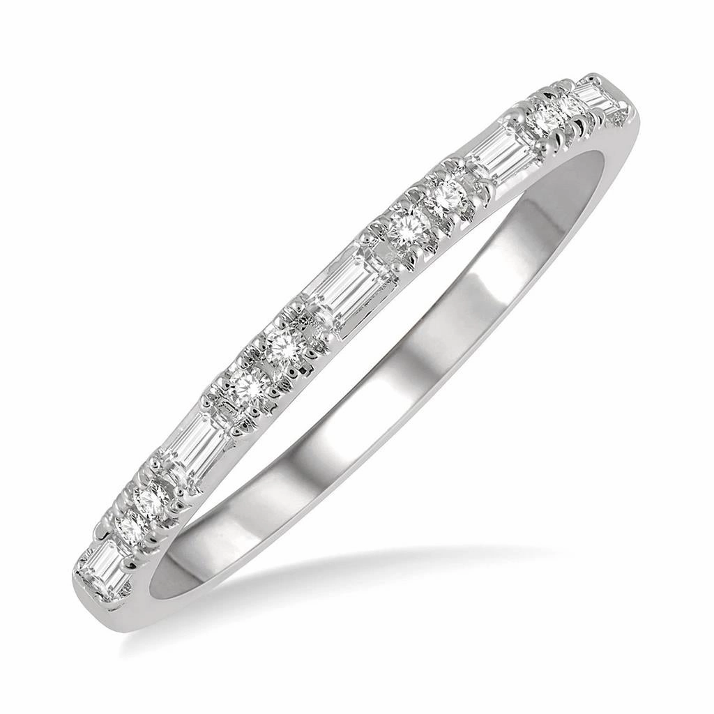 14K White Gold Baguette Diamond Stackable Fashion Ring