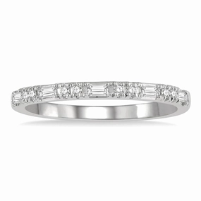 14K White Gold Baguette Diamond Stackable Fashion Ring