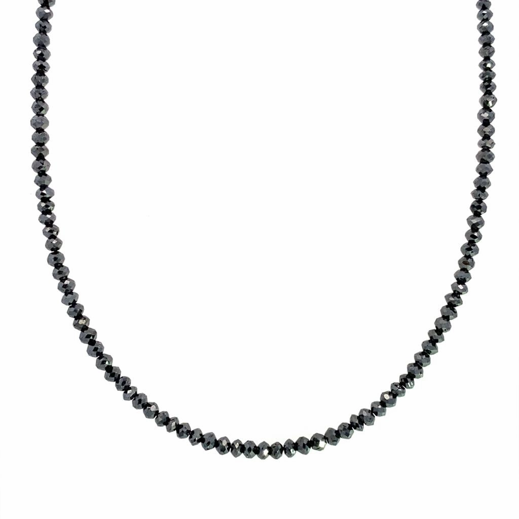 14K White Gold Beaded Diamond Necklace