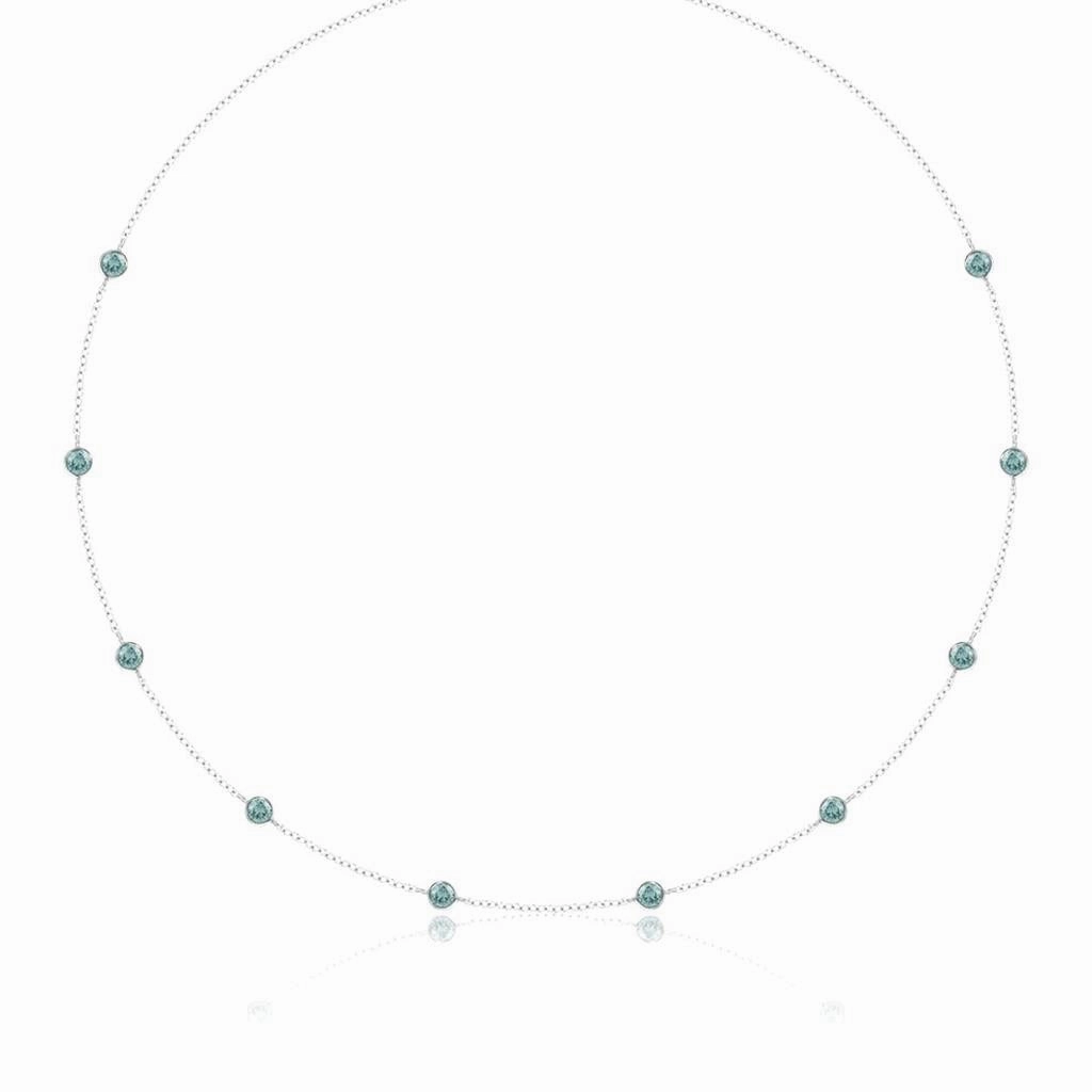 14K White Gold Bezel Set Blue Topaz Station Necklace