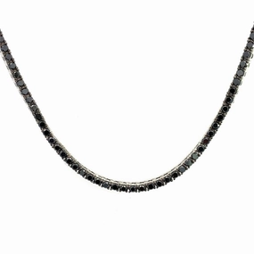 14K White Gold Black Diamond Tennis Necklace