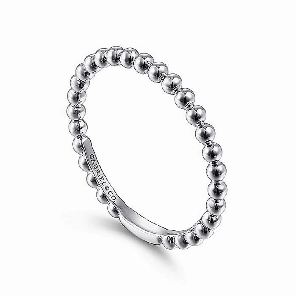 14K White Gold Bujukan Beaded Stackable Ring