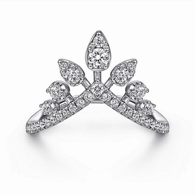 14K White Gold Bursting Diamond Chevron Ring