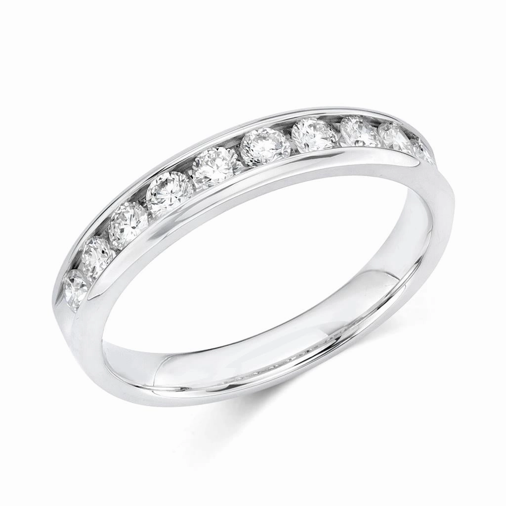 14K White Gold Channel Set Diamond Band