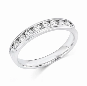 14K White Gold Channel Set Diamond Band