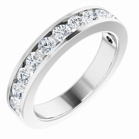 14K White Gold Channel Set Diamond Wedding Band