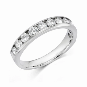 14K White Gold Channel Straight Natural Diamonds Band