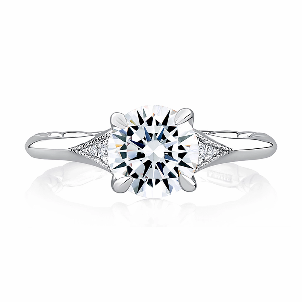 14K White Gold Classic Milgrain Diamond Engagement Ring