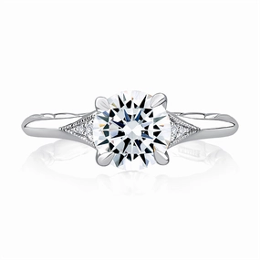 14K White Gold Classic Milgrain Diamond Engagement Ring